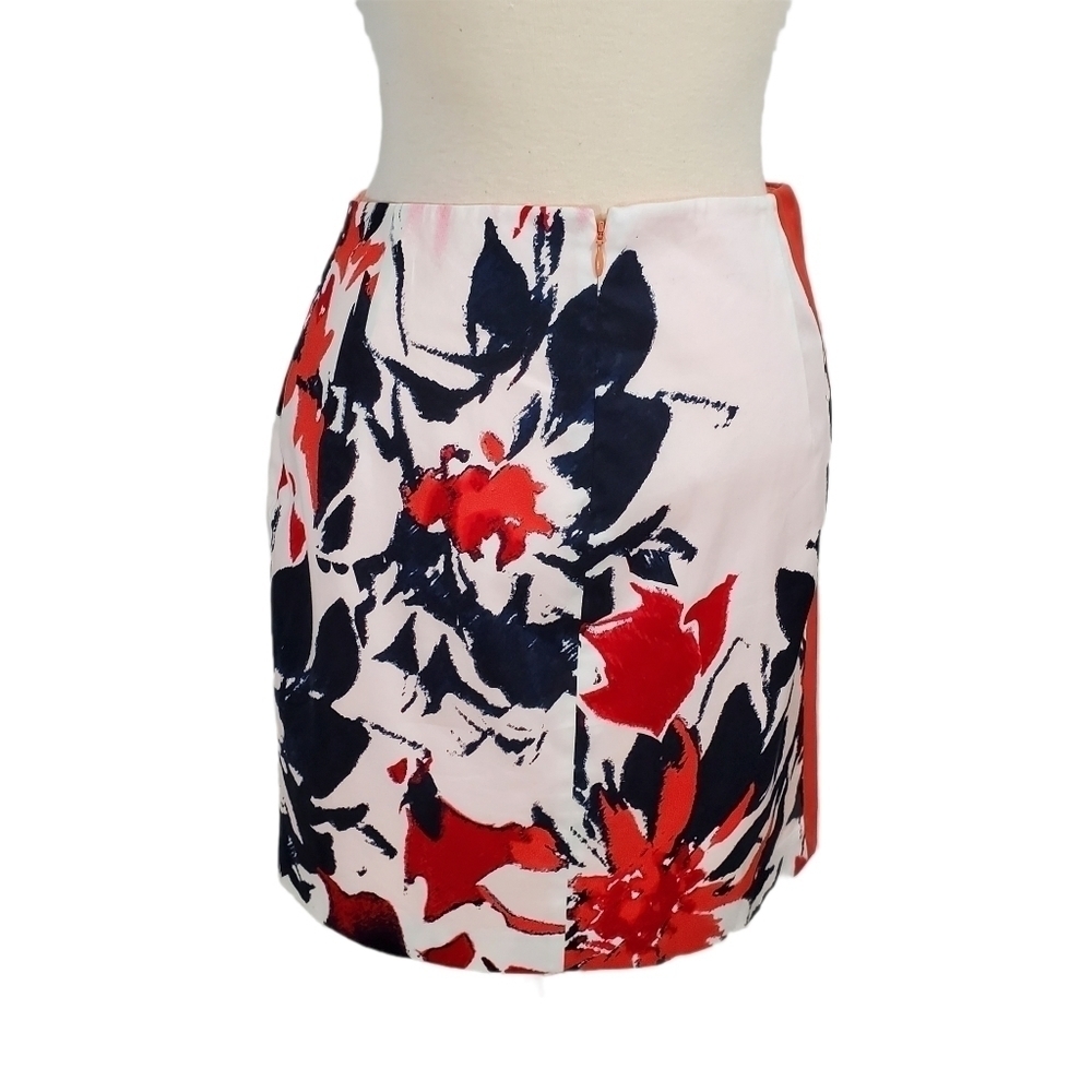 Tahari Floral Orange Panel Pencil Skirt